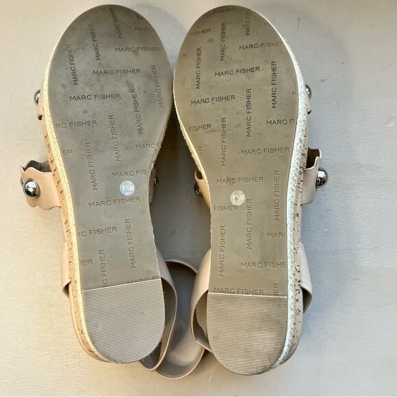 Marc Fisher Faythe Silver Studded Straps Cork Soles Platform Sandals Women’s 8.5 - Picture 13 of 15
